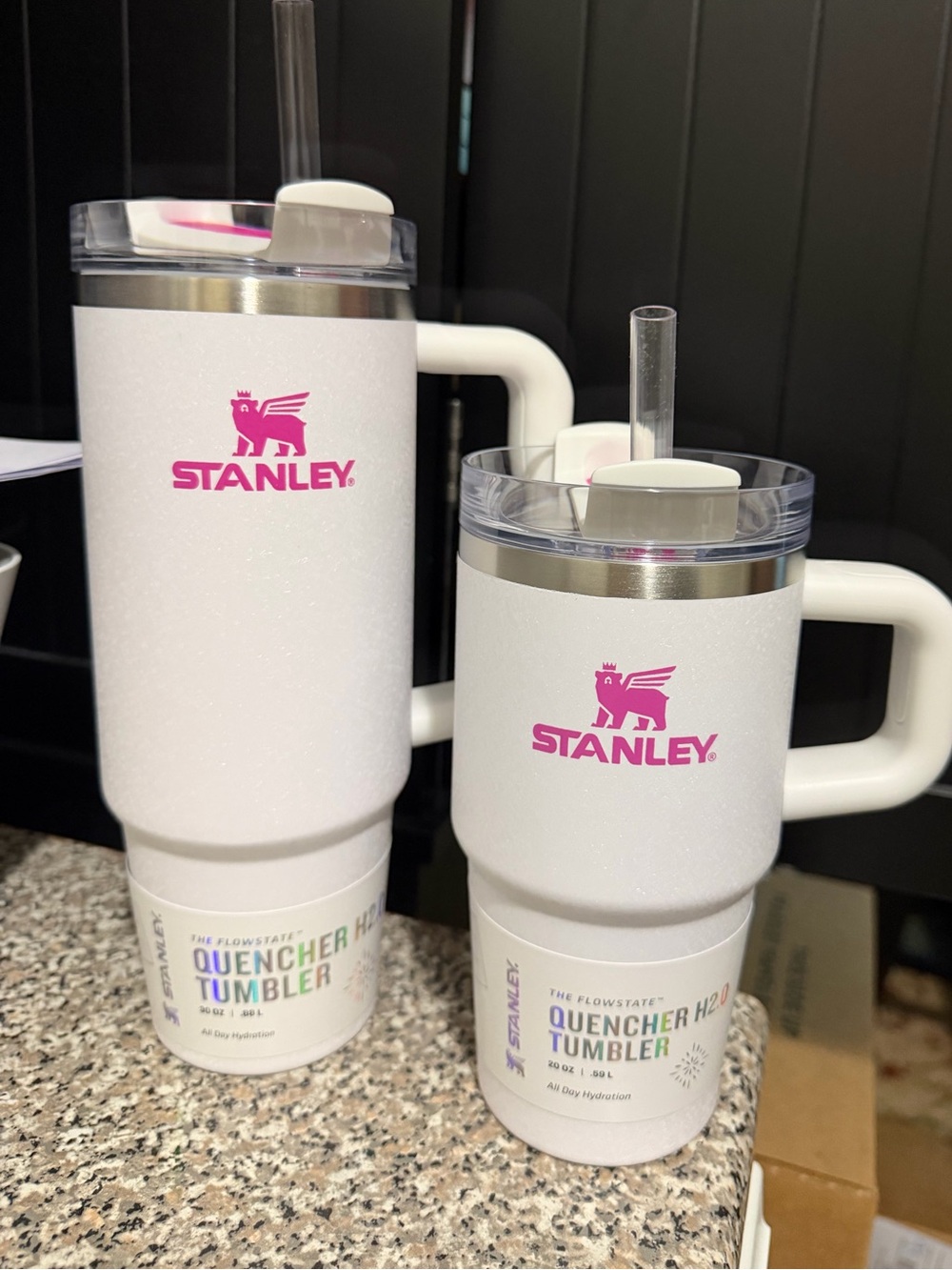 Stanley 30 & 20 oz Textured Crystal Crush The Quencher H2.0 Flowstate™ Tumbler🩷🤍